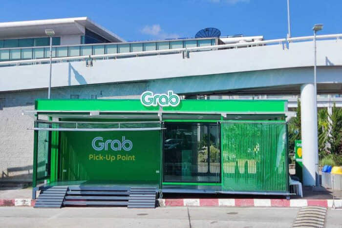 Grab pickup zone Phuket airport ride hailing Thailand