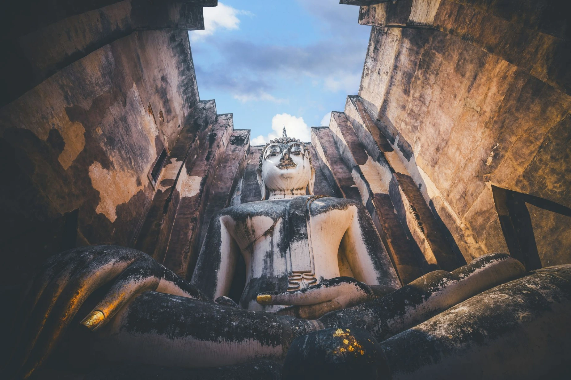 Wat Sri Chum, Sukhothai, Thailand. Ancient art Buddha