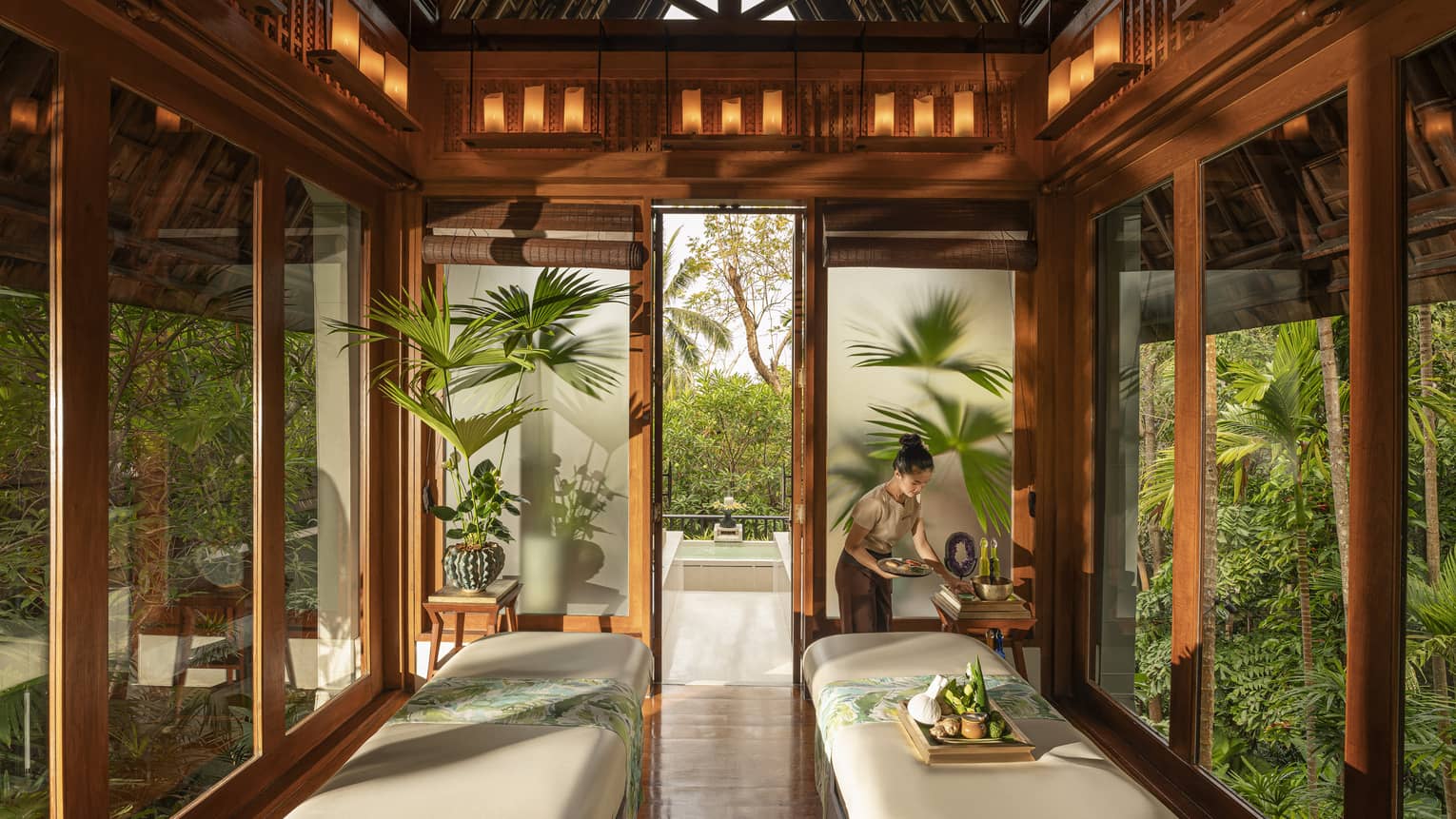 Serene spa treatment moment at the Four Seasons Resort Koh Samui in Thailand.