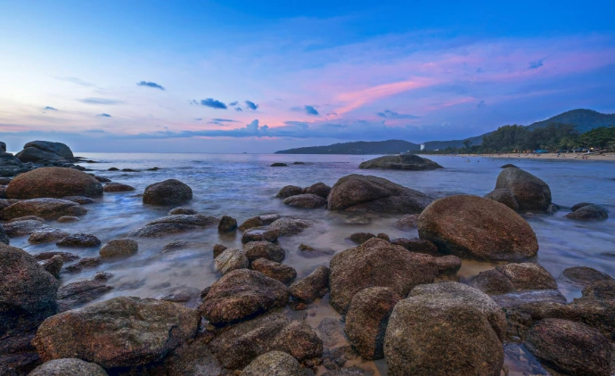 Scene of sunset at Karon beach, Phuket, Thailand