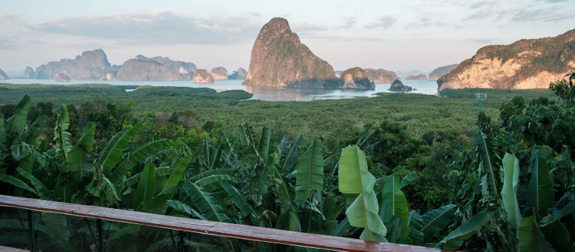 Scenery Phang Nga bay view point at Samet Nang She near Phuket in Southern, Thailand., landmark and popular for tourists attraction.