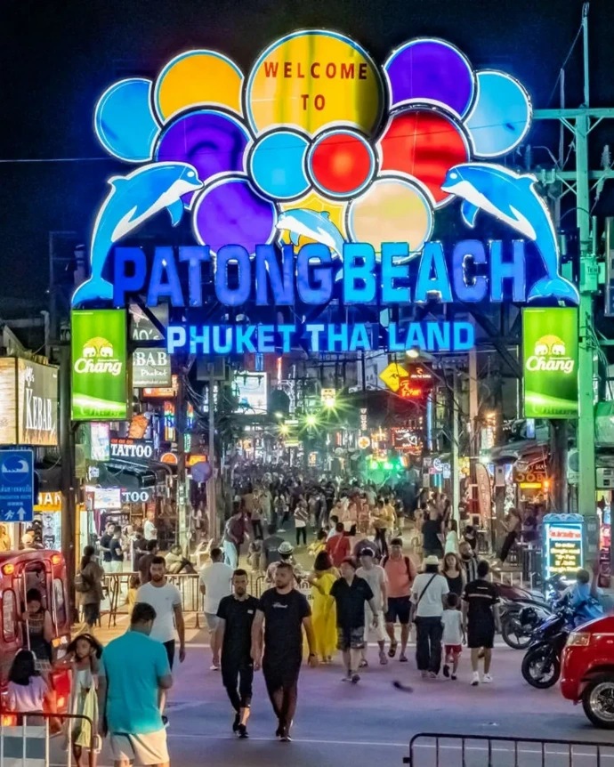 The famous pedestrian nightlife and party strip located off Patong Beach in Phuket, Thailand.