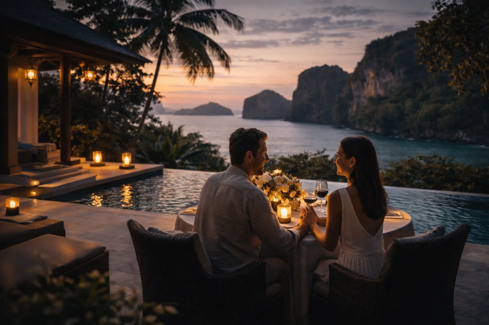 Romantic dinner by the Thai coast