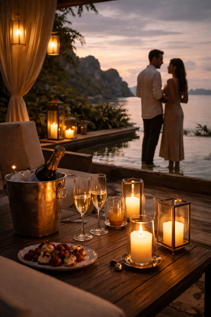 Romantic evening at a Tropical Villa
